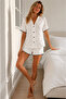 Women's Viscose Short Sleeve Regular White Pajama Set - 2
