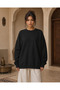 Oversize 3 Thread Sweatshirt Moon Phases Dream Maker Back Printed Crew Neck Sweatshirt - 2