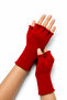 Unisex Cut-Out Half-Toe Red Colored Knitwear Gloves - 3