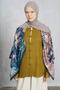 Palm pattern shoulder shawl - navy blue