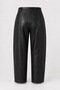 Black High Waist Barrel Leg Faux Leather Trousers - 7