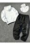 Unisex Men's Women's Gothic Letter Printed Oversize 3 Thread Hooded Hoodie and Jogger Bottom Sweatpants Set - 2