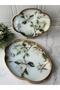 Antique Wood Look Glass Tray Set of 2 Loren Green - 4