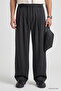 Anthracite Pleated Woven Palazzo Men's Trousers - 82201 - 4