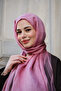 Double Layer Wool Silk Shawl - Rose Pink Crinkle Texture - 2