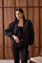 Women's Black Snap Fastener Zr Bomber Jacket - 2