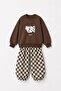 Unisex Kids Top with Cow Print and Bottom with Checker Print 3 Thread Fabric Bottom and Top Tracksuit Set - 2