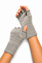 Unisex Cut-Out Half-Toe Beige Colored Knitwear Gloves