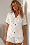 Women's Viscose Short Sleeve Regular White Pajama Set - 6