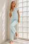 Women's Young Loose Yarn-Dyed Water Green Pajama Set - 5
