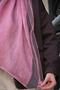 Double Layer Wool Silk Shawl - Rose Pink Crinkle Texture - 3