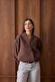 Women's Brown Snap Fastener Zr Bomber Jacket