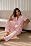 Women's Loose Long-Legged Cotton Pink Pajama Set - 2