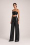 Black Thin Strap Bodycon Faux Leather Super Crop Blouse - 4