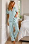 Women's Loose Fit Cotton Water Green Pajama Set