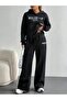 Unisex Men's Women's Healty for Printed Oversize 3 Thread Hooded Baggy Bottom Tracksuit Set