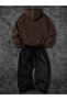 Unisex Men's and Women's Punch Printed Oversize 3 Thread Hooded Hoodie and Baggy Bottom Sweatpants Set - 2