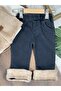 Plush Vest, Lined Leather Belt, Detailed Long Sleeve Badi Lycra Jeans, Fur Detailed 3-Piece Combination Baby Girl Set - 3