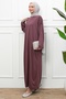 Plum Color Layered Oversize Modal Dress - 3