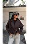 Double-Breasted Belted Buttoned Crop Trench Jacket