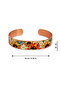 White orange floral thin copper bracelet, adjustable - 5