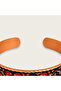 Navy blue orange flower thin copper bracelet, adjustable - 4