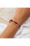 Orange blue evil eye flower thin copper bracelet, adjustable - 2