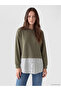 Lcw Modest Green Soft Touch Striped Women's Sweatshirt Tunic