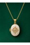 Pearl-Looking Rhinestone Openable Locket Necklace Gold Color Stainless Steel Chain Elegant Women's Necklace - 2