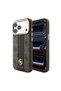 iPhone 18 Pro Max Case Licensed M-Safeli Leather 4g Patterned Stripe Lettering Logo Cover Brown
