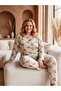 Battal Printed Report Interlock Long Sleeve Pajama Set