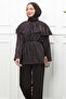 Brown Collared Cape Patterned Tunic