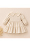 Baby Girl Carousel Embroidered Checkered Lace Collar Dress with Bag Long Sleeve Stylish Dress - 3