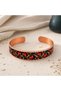 Navy blue orange flower thin copper bracelet, adjustable - 7
