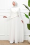 White Draped Front Evening Dress - 3