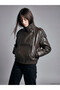Esvab • Modern & Distinctive Stand Collar Women's Leather Look Coat - 2