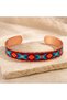 Turquoise red baklava thin copper bracelet, adjustable - 7