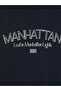 Two Mt Shop Quality Lcw Modest Navy Blue 3 Thread Printed Oversize Women's Sweatshirt Tunic - 6
