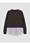 Lcw Modest Brown Soft Touch Striped Women's Sweatshirt Tunic - 7