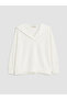 Gencc Quality Natuvera Ecru Sailor Collar Women's Sweatshirt with Lace-Up Waist - 5