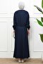 Navy Blue Zippered Jacket Gilet Dress Double Set - 5