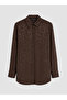 Two Mt Shop Quality Lcw Modest Brown Patterned Satin Women's Shirt Tunic - 6
