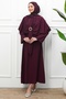 Plum Cape Shirt and Skirt Combination Set - 2