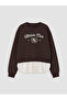 Brown Printed Girls' Thick Sweatshirt