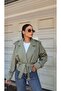 Double-Breasted Belted Buttoned Crop Trench Jacket - 4