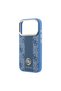 iPhone 18 Pro Case Original Licensed M-Safeli Leather 4g Patterned Stripe Lettering Logo Cover Blue - 6