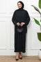 Black Oversized Modal Dress with Sleeves - 2