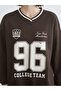 Xside Brown V-Neck Oversize Women's Thick Sweatshirt - 3