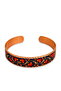 Navy blue orange flower thin copper bracelet, adjustable