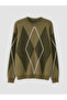 Lcw Modest Green Crew Neck Diamond Patterned Women's Knitwear Sweater - 5